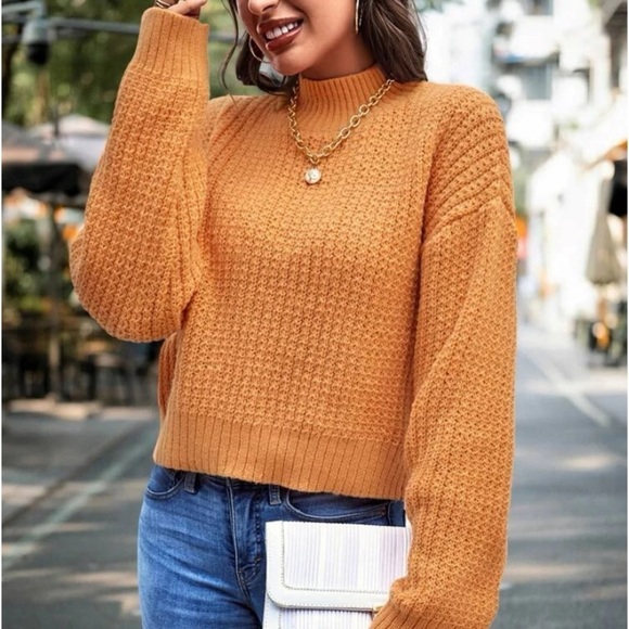 New orange mock neck sweater - Picture 3 of 5